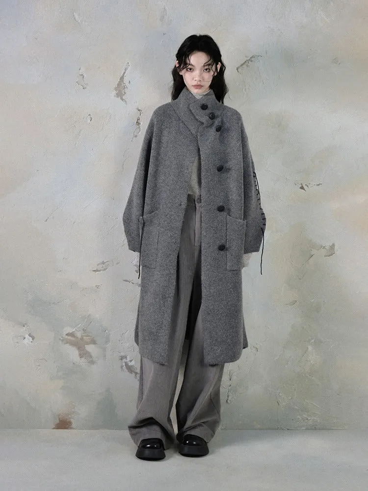 Stand Collar Loose Long Soft Waxy Coat【s0000004411】