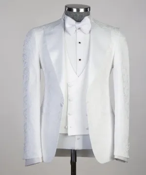 Three Pieces White Tuxedo Suit