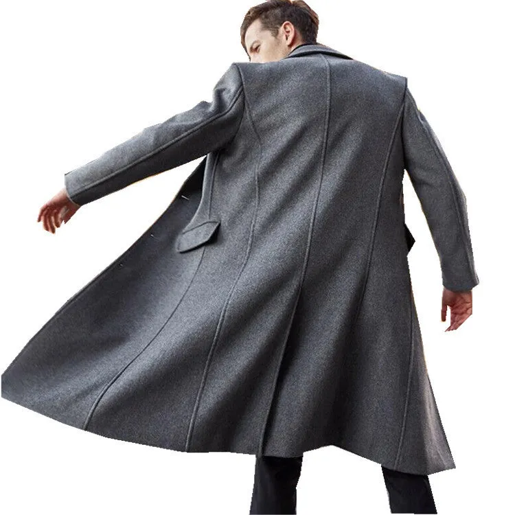 Toleet classy outfits men Men's Long Trench Coat Woolen Coat Men's Woolen Coat Autumn/Winter