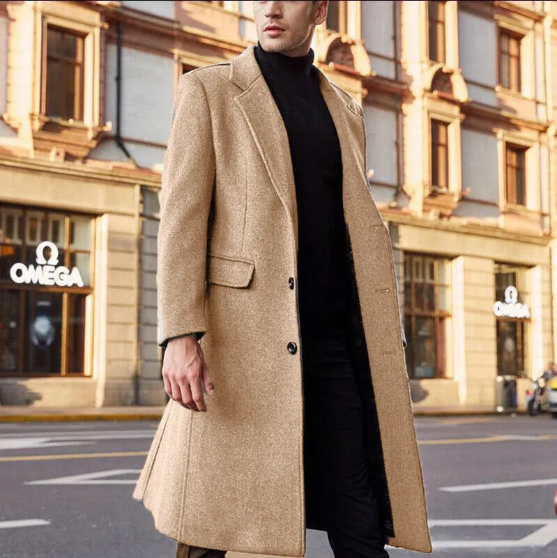 Toleet classy outfits men Men's Long Trench Coat Woolen Coat Men's Woolen Coat Autumn/Winter