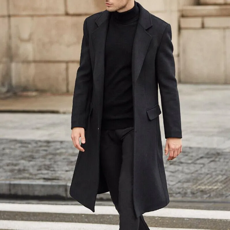 Toleet classy outfits men Men's Long Trench Coat Woolen Coat Men's Woolen Coat Autumn/Winter