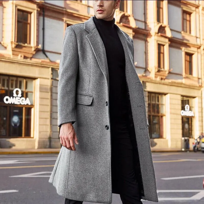 Toleet classy outfits men Men's Long Trench Coat Woolen Coat Men's Woolen Coat Autumn/Winter