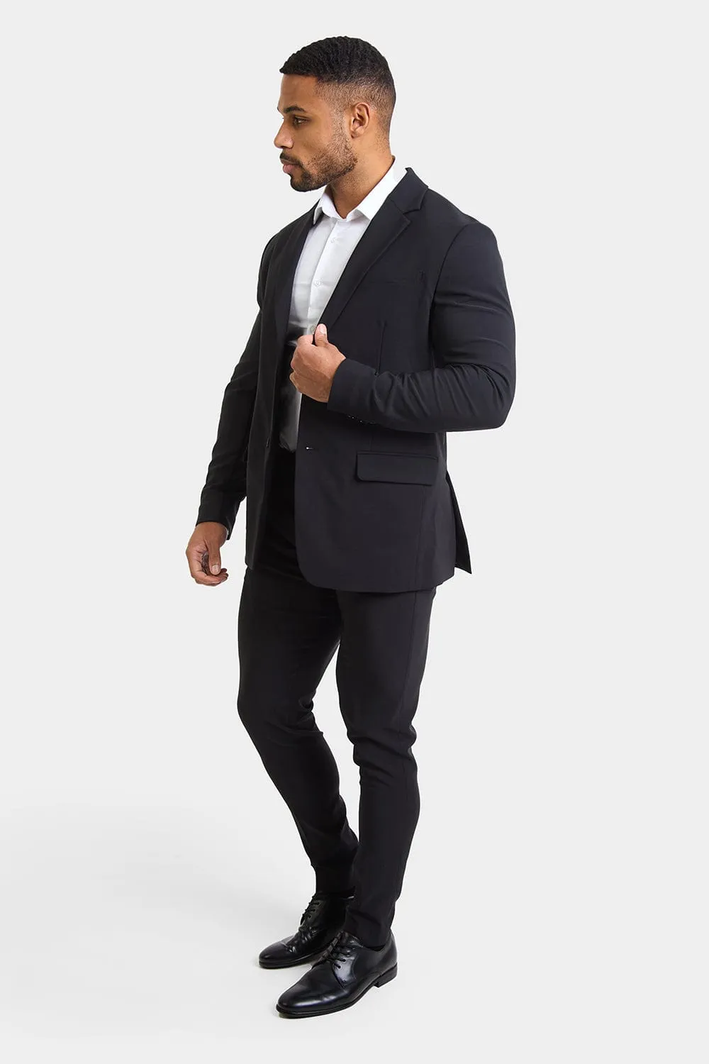 True Athletic Fit Tech Suit Jacket in Black