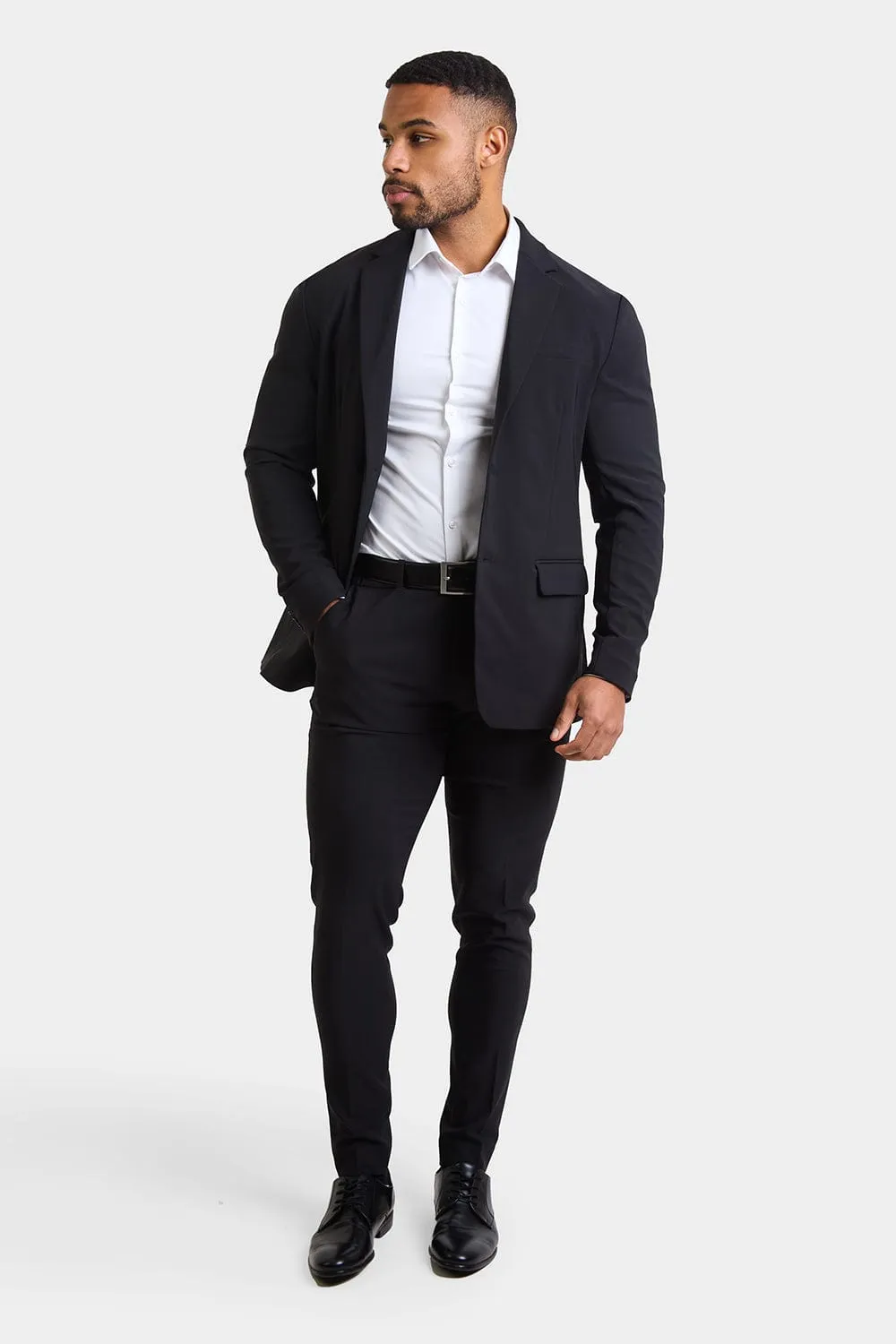 True Athletic Fit Tech Suit Jacket in Black