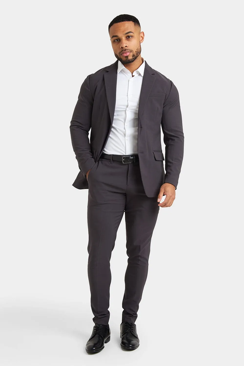 True Athletic Fit Tech Suit Jacket in Slate Grey