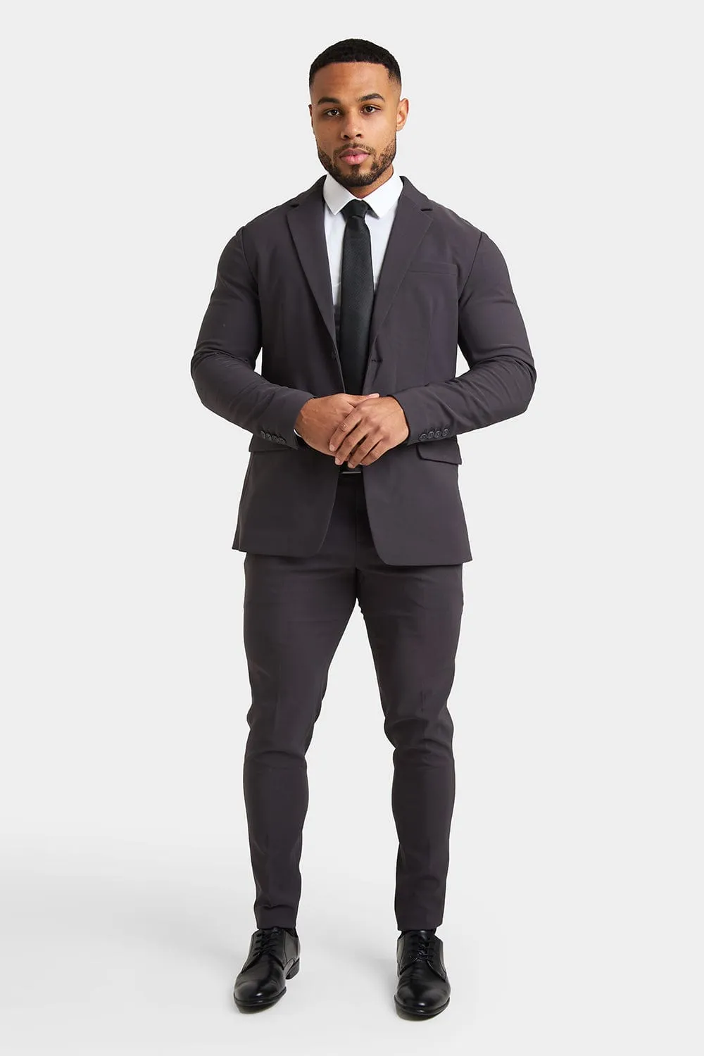 True Athletic Fit Tech Suit Jacket in Slate Grey