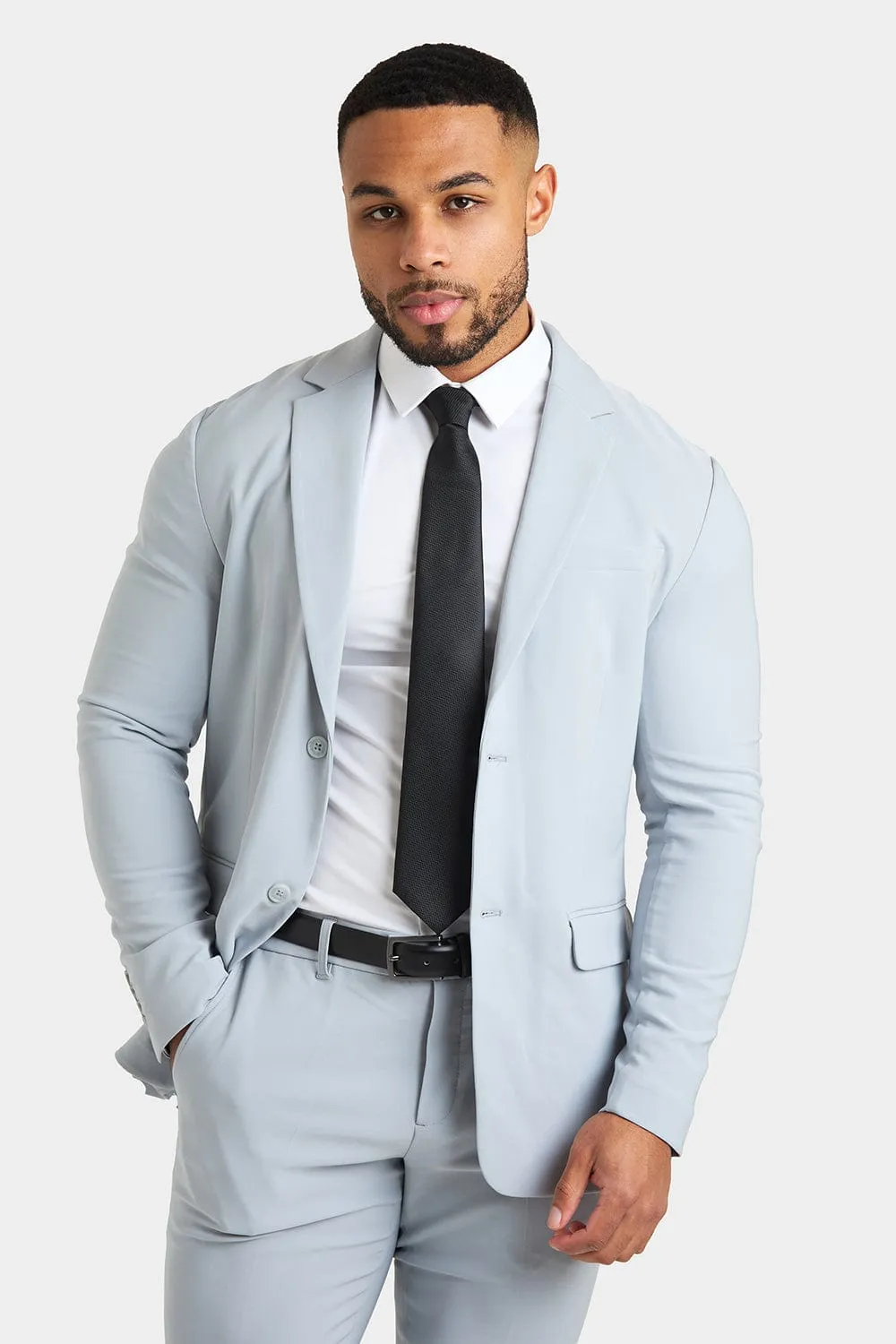 True Muscle Fit Tech Suit Jacket in Light Grey