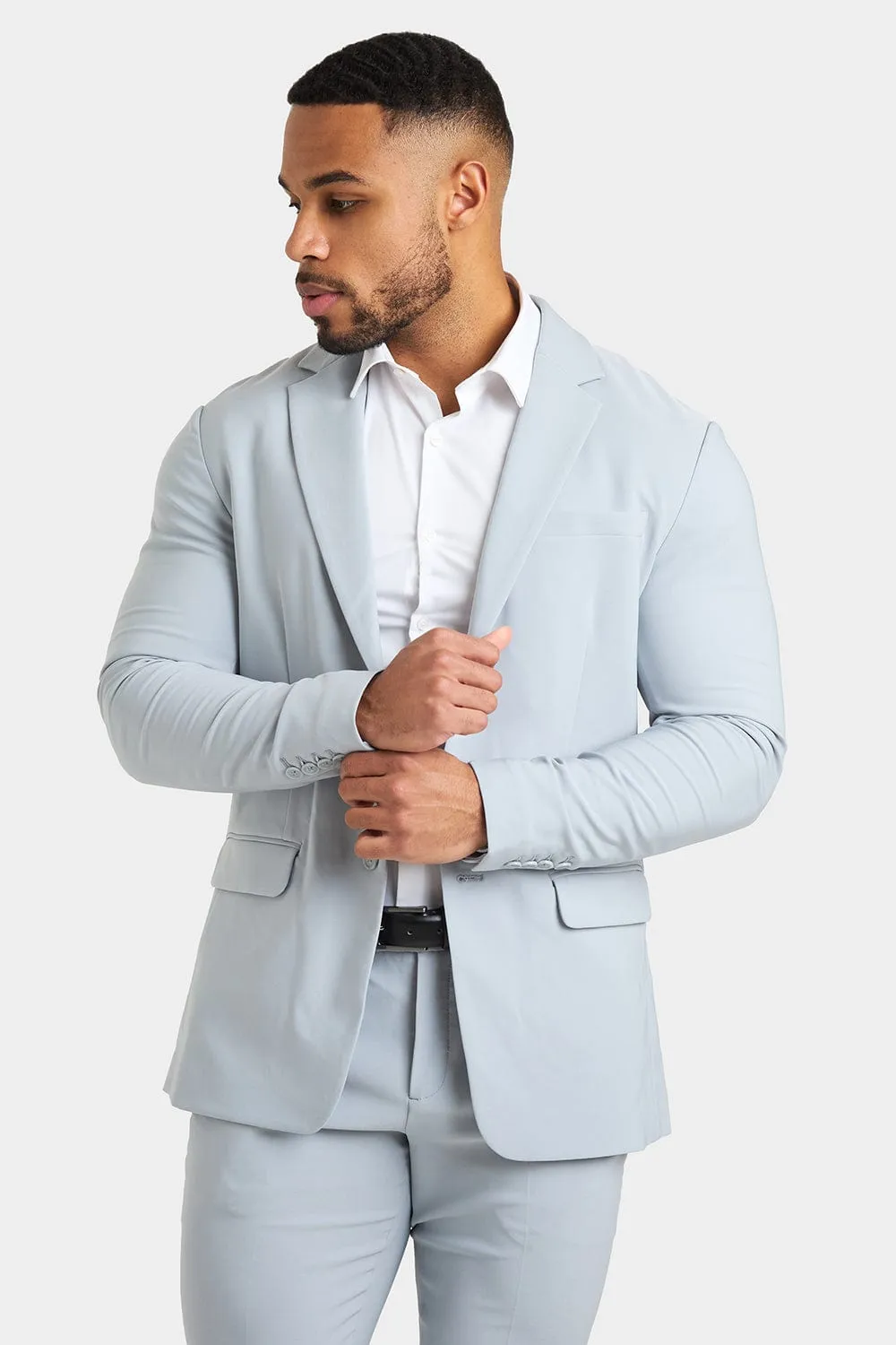 True Muscle Fit Tech Suit Jacket in Light Grey