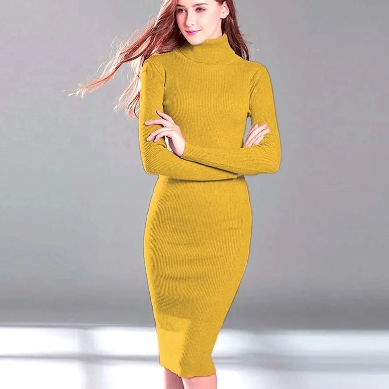 Turtleneck Knitted Sheath Dress