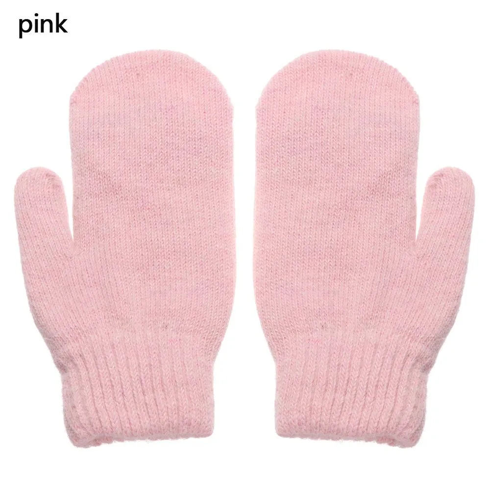 Velvet Lined Knit Mittens Warm Full Finger Gloves for Winter