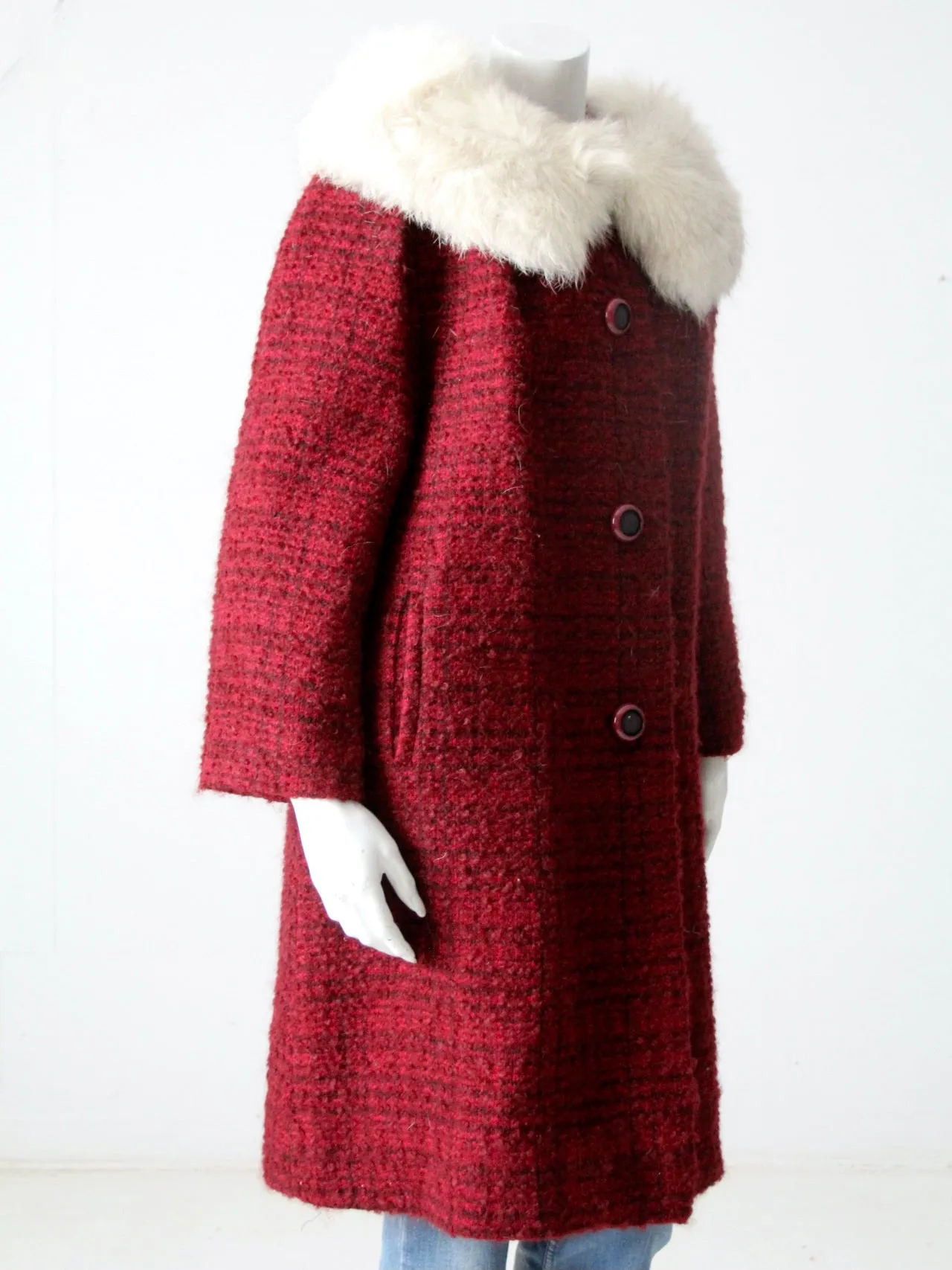 vintage 60s swing coat with fur collar