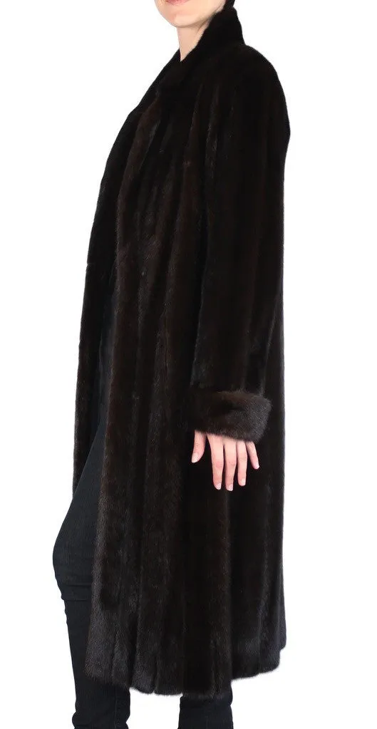 Vintage Dark Mink Fur Coat -M/L | Long Sleeves & Roll-Up Cuffs