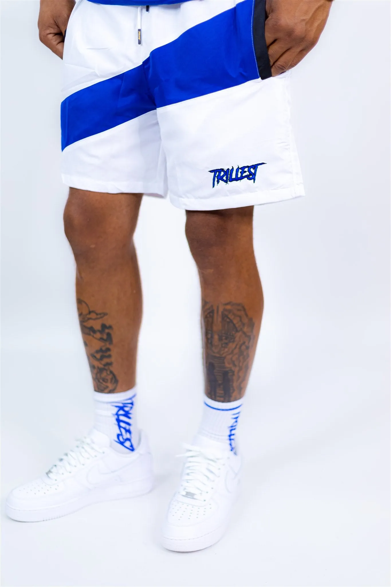 Windbreaker Shorts - White/Royal Blue/Black