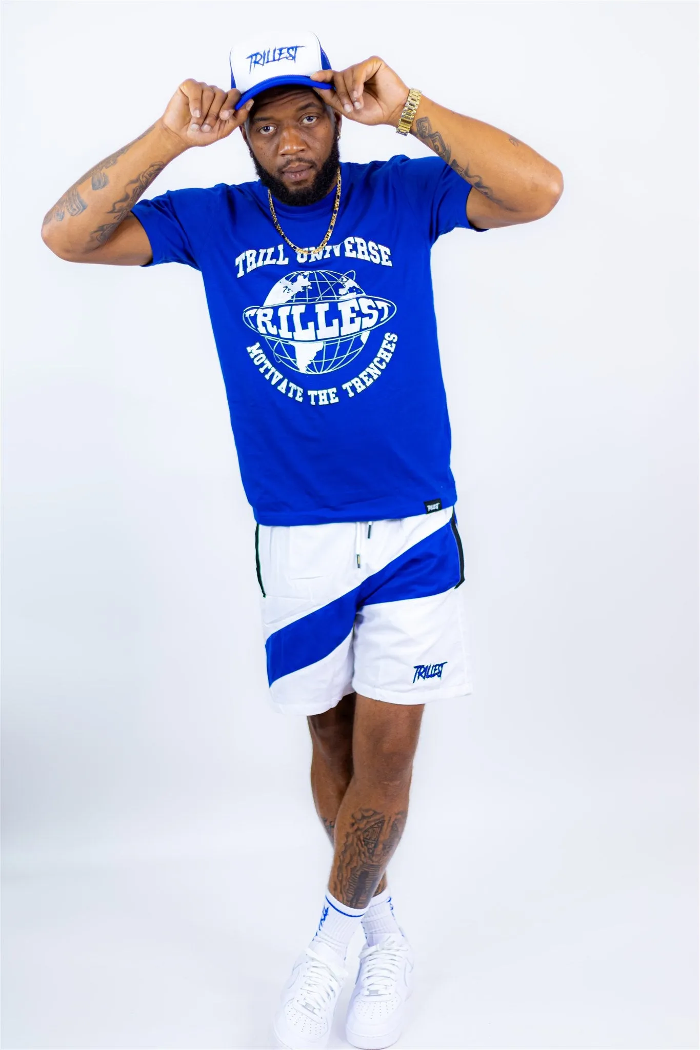 Windbreaker Shorts - White/Royal Blue/Black