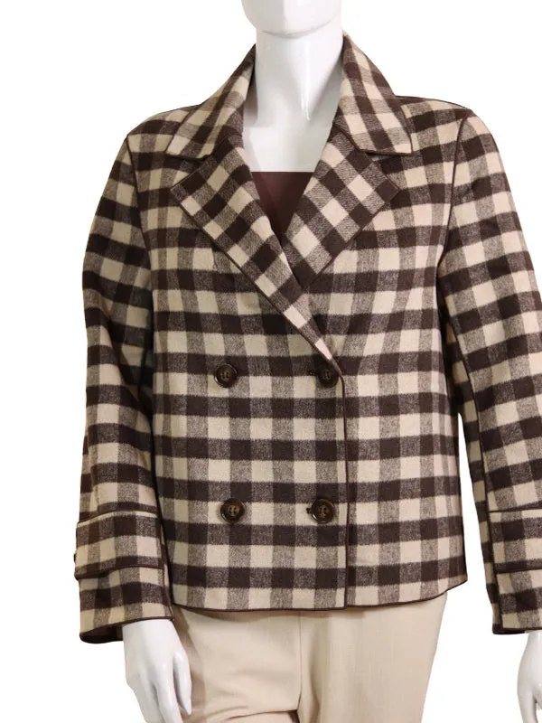 WOOLEN SHORT COAT(check)