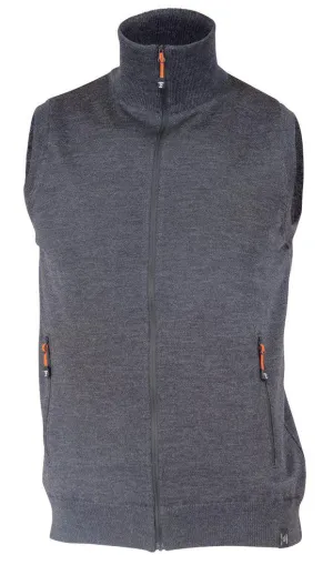 YORK VEST WINDBREAKER , 100% EXTRA FINE MERINOULL  — GRAPHITE MARL